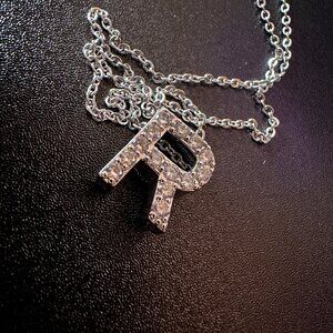 Roberto Coin White Gold 18K Diamond Initial R Necklace